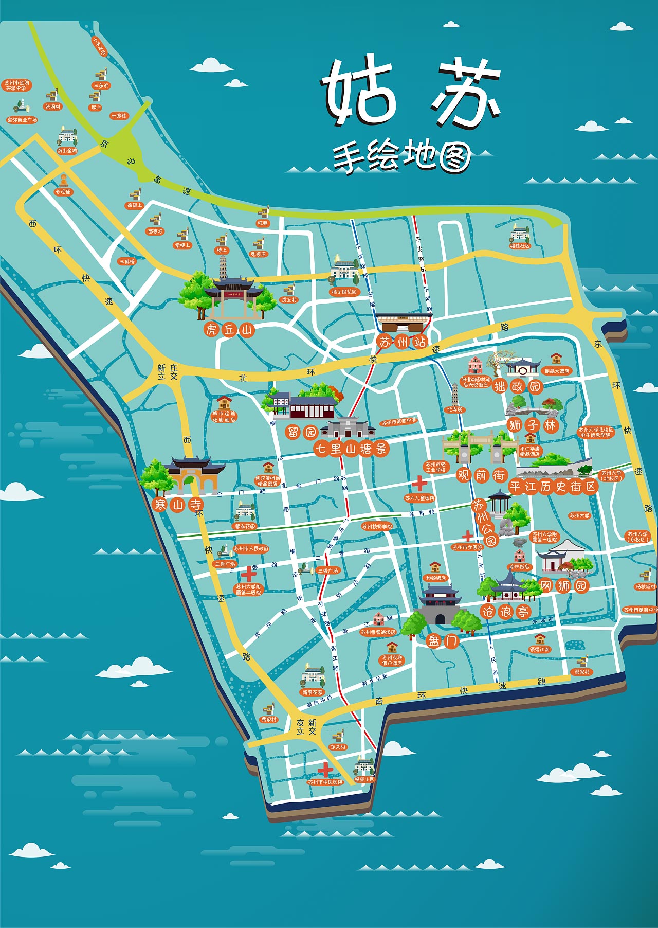 湾岭镇手绘地图景区的文化宝藏